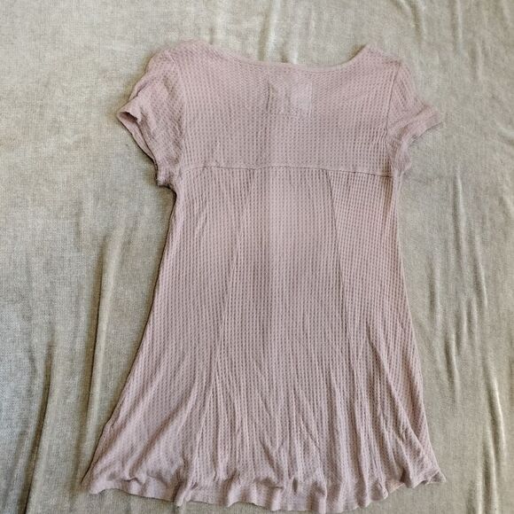 Cupio Flowy Light Pink Waffle Knit Tunic Top Size Large - Picture 5 of 6
